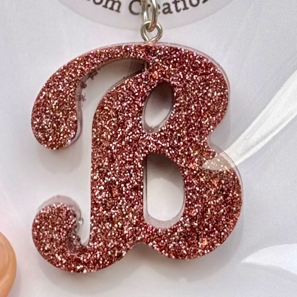 Glittery Brownish/Rose Gold “B” Keychain